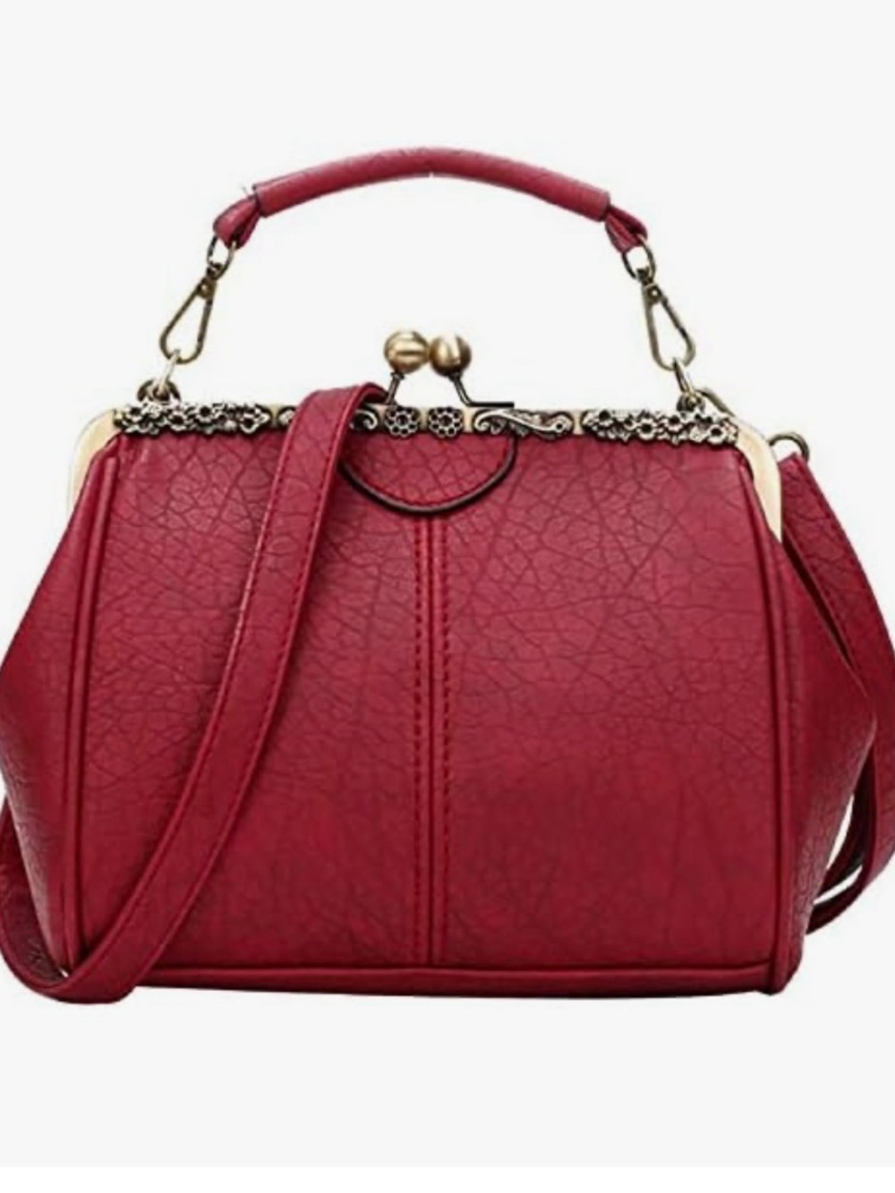 Vintage-Inspired Red Frame Satchel Bag